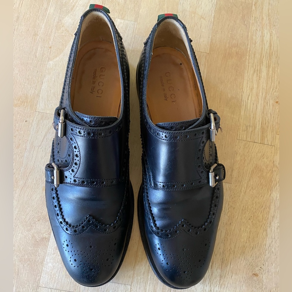 Gucci black leather brogues with buckles size EU8.5 or US10 with box - Picture 11 of 13